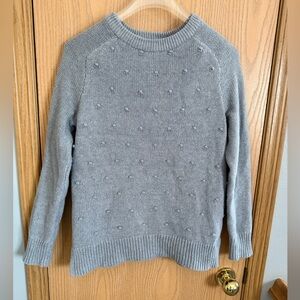 OLD NAVY Pom Pom Textured Heather Grey Crew Neck Long Sleeve Sweater